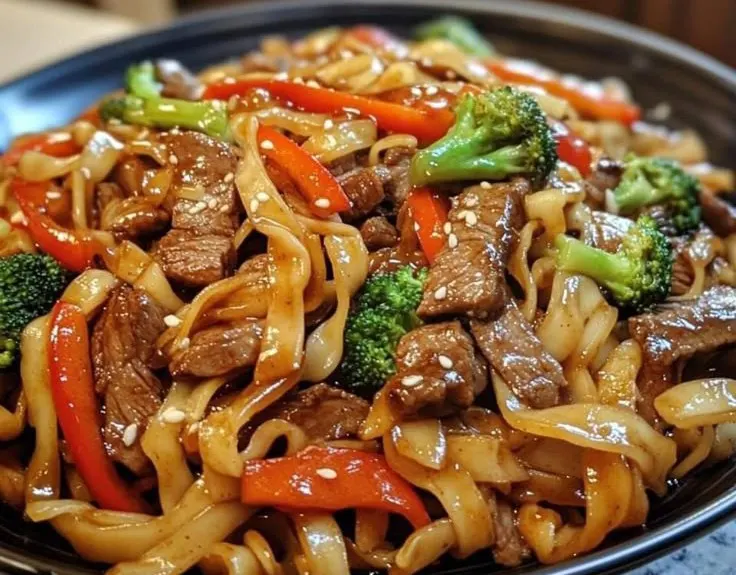 Linguine with beef