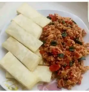 boiled yam and egg sauce