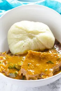 swallow served with ogbono soup