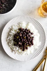 White Rice and beans with Stew (Beef)