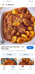 Beans porridge with plantain and fish